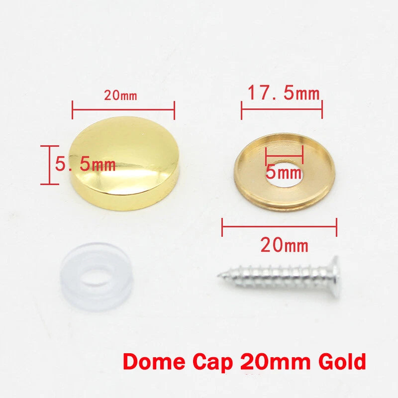 Mirror Screws Cap – Brass Chrome Decorative Cover Caps (10mm to 25mm) for Glass & Furniture – Silver/Gold