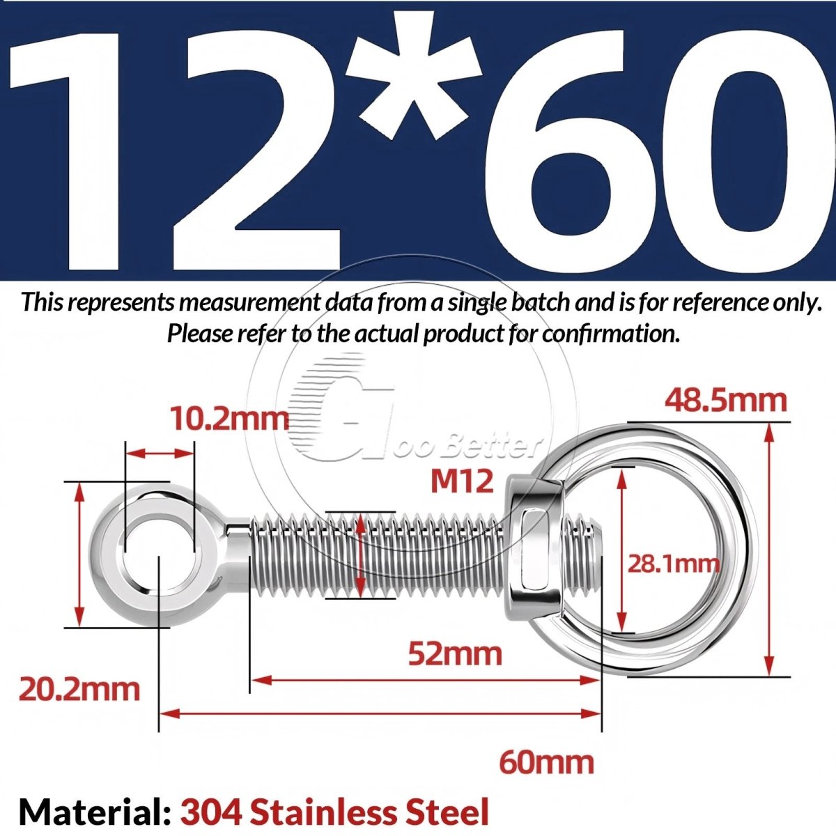 M10 M12 M14 Stainless Steel Eye Bolt & Eye Nut Set — A2 - 304, Threaded Lifting Ring - HomeDIYer