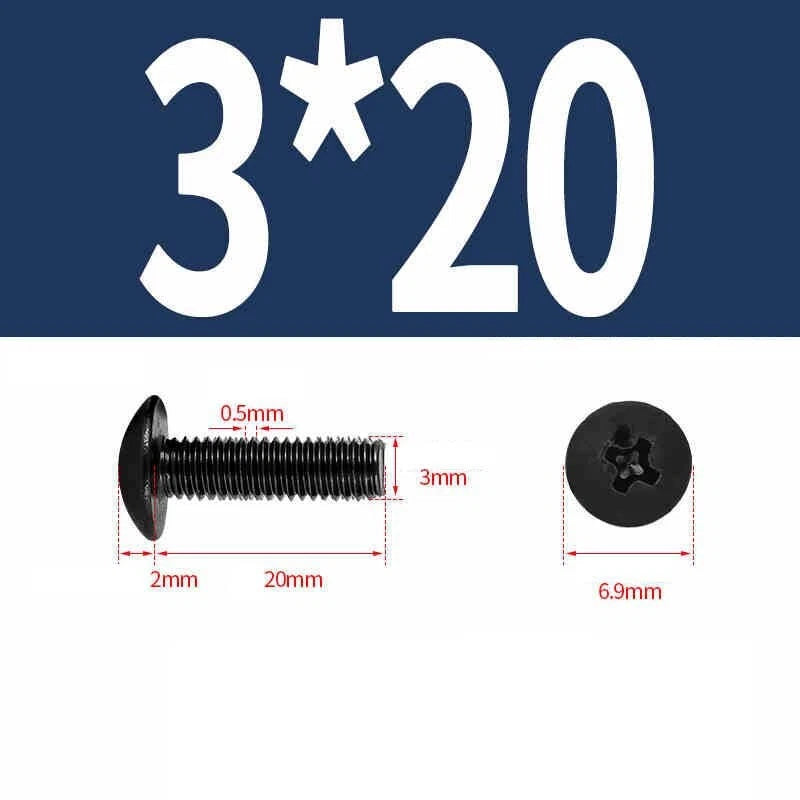 Phillips Pan Head Machine Screws — Nickel Plating & Black Zinc, M2–M6, 10 or 25 Pcs