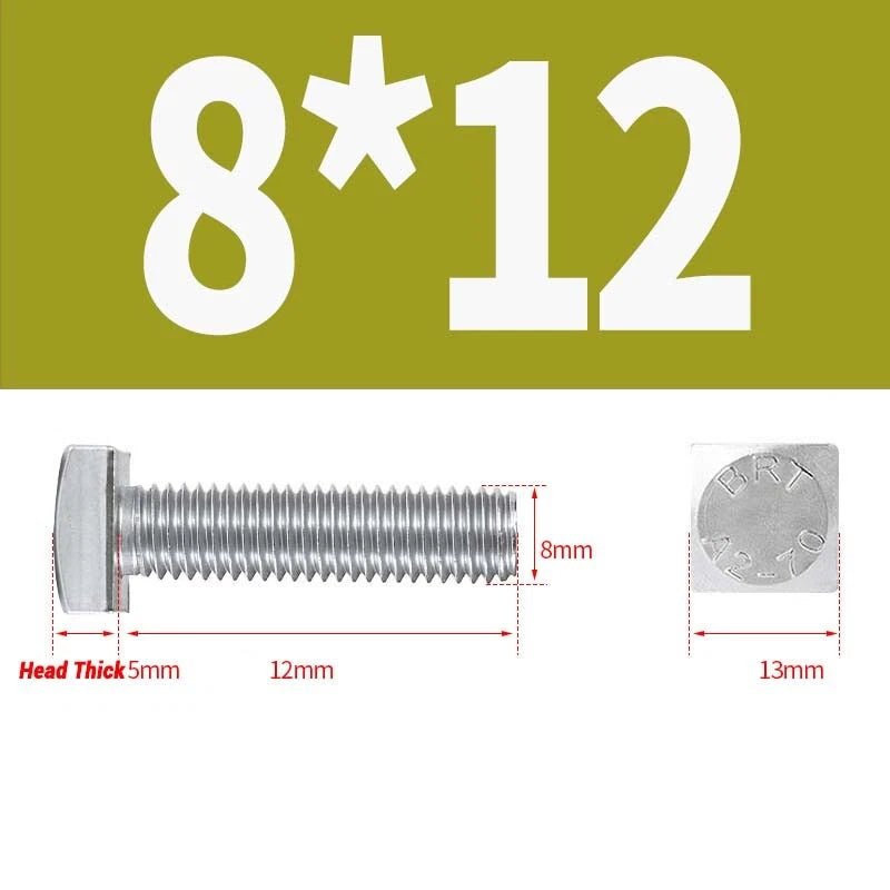 Square Head Bolts M4 M5 M6 M8 M10 M12 — A2 304 Stainless Steel, Multiple Lengths - HomeDIYer