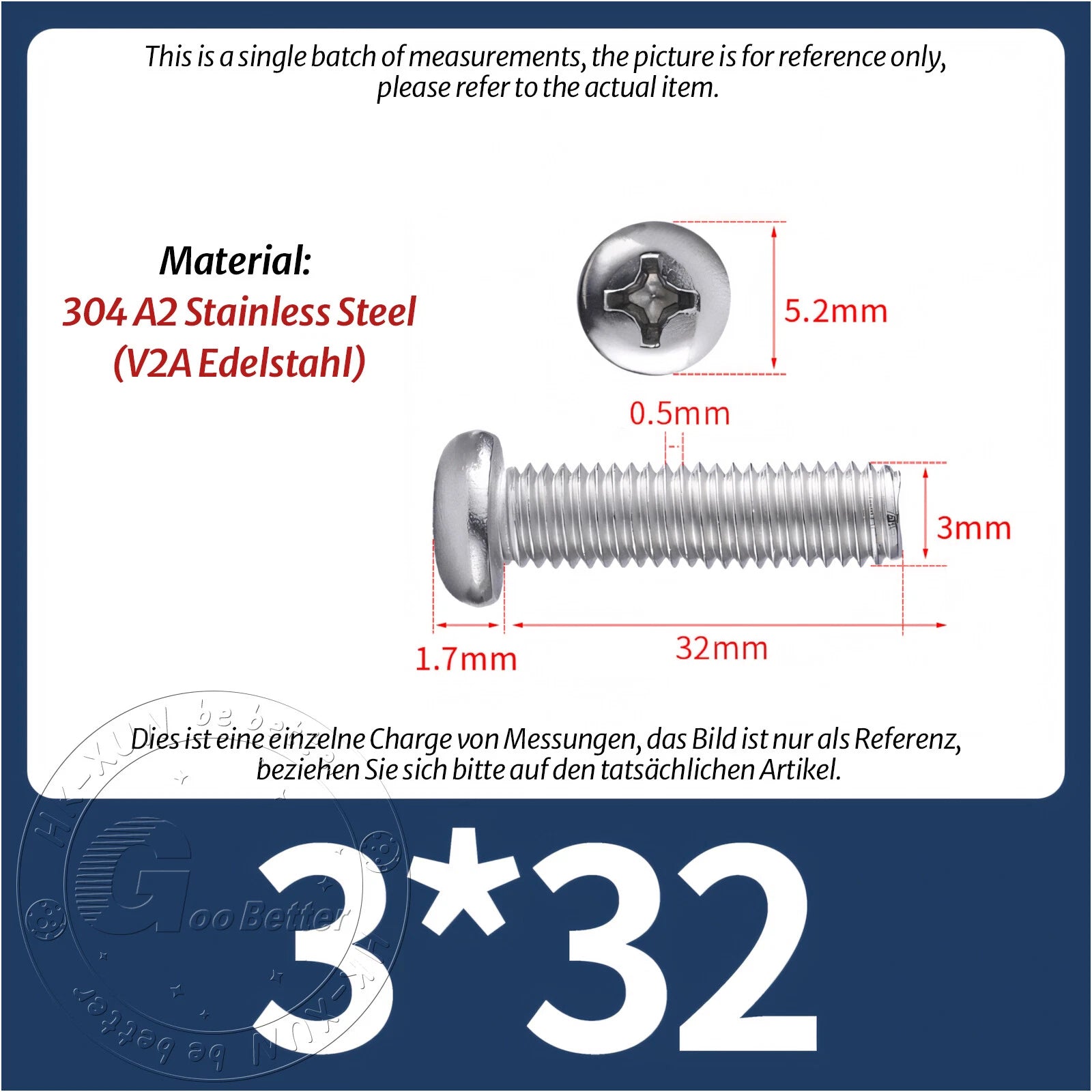 M3 M3.5 Phillips Pan Head Machine Screws – A2 Stainless Steel DIN 7985H (3–180mm Lengths)