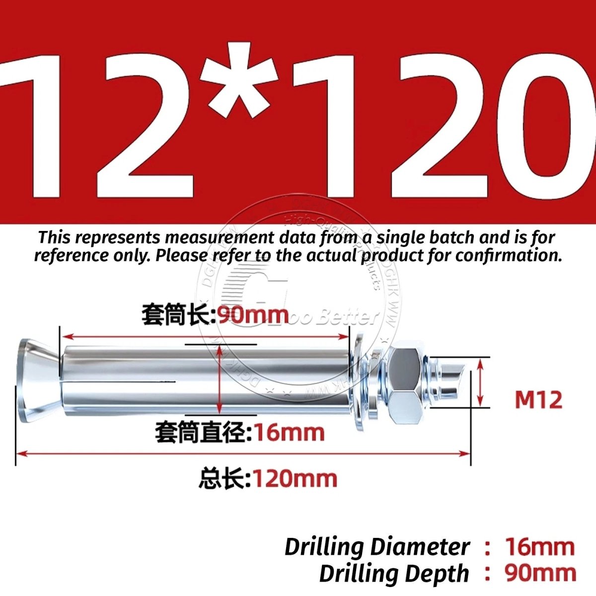 Concrete Expansion Anchor Bolts M6–M20, Extra Long Masonry Wall Screws – Iron Blue White Zinc / Iron - colour Zinc - HomeDIYer