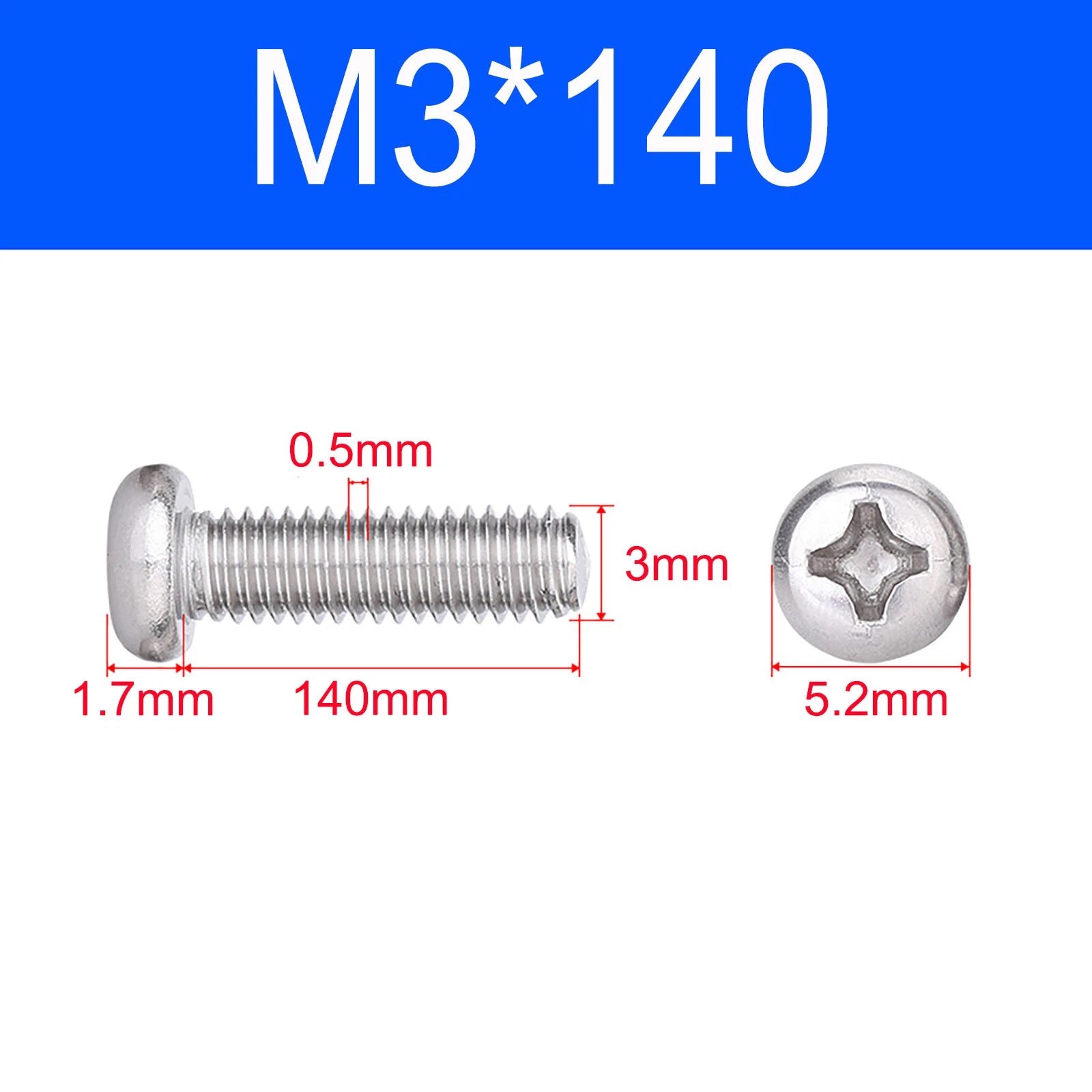 M3 M3.5 M4 M5 A2 Stainless Steel Pozi Pan Head Machine Screws DIN 7985