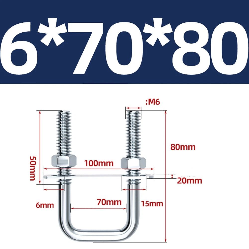 Square U - Bolts with Plate and Nuts – M6 M8 M10 M12 Zinc Plated, Trailer & Pipe Clamp Fasteners - HomeDIYer