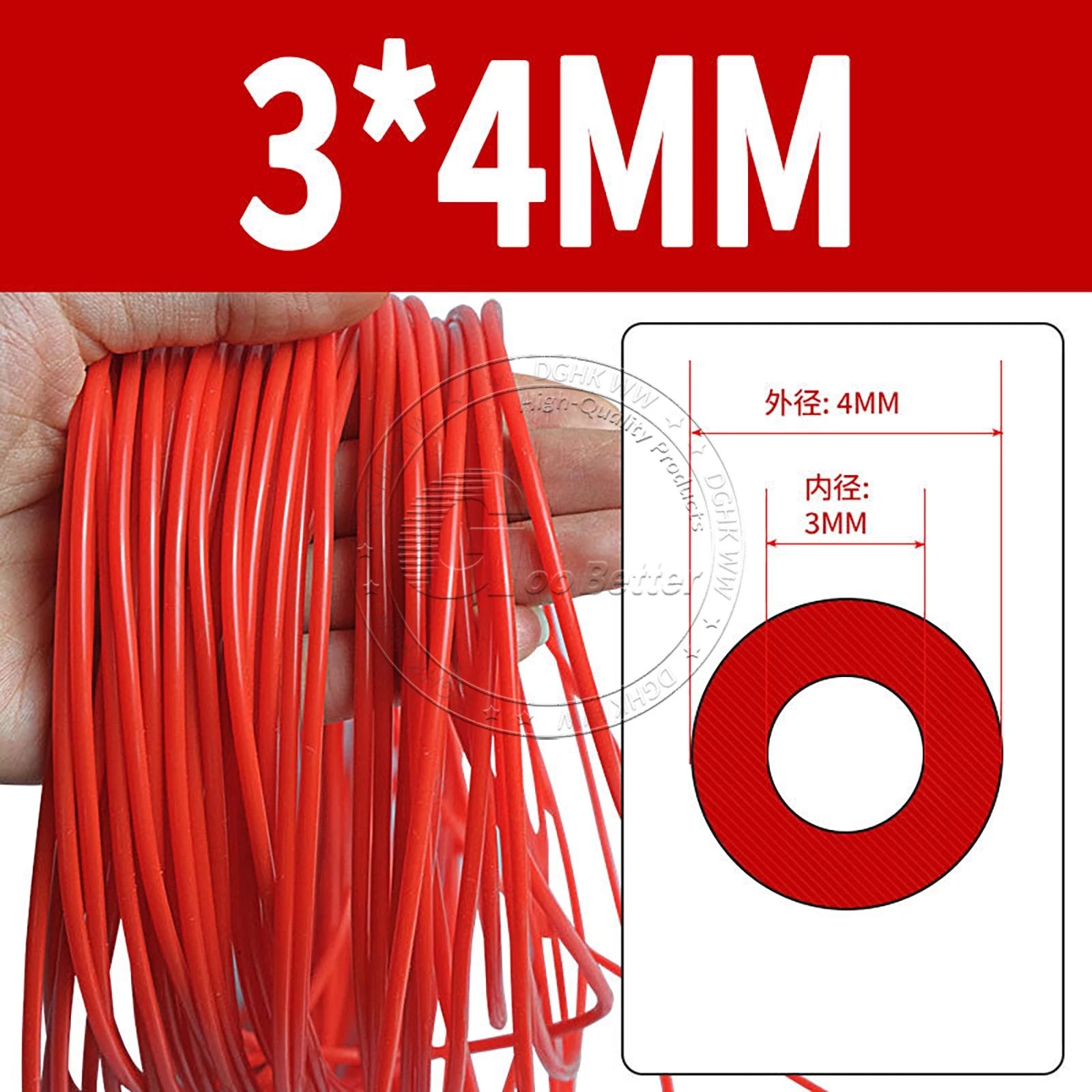 Red Food Grade Silicone Capillary Tube — ID 0.3mm to 4mm, 10 Meter