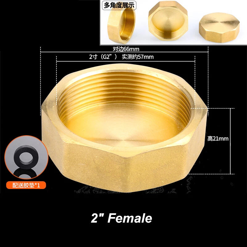 Brass BSP Blanking Cap Plug — 1/8" to 2" Male & Female Stop End with Washer