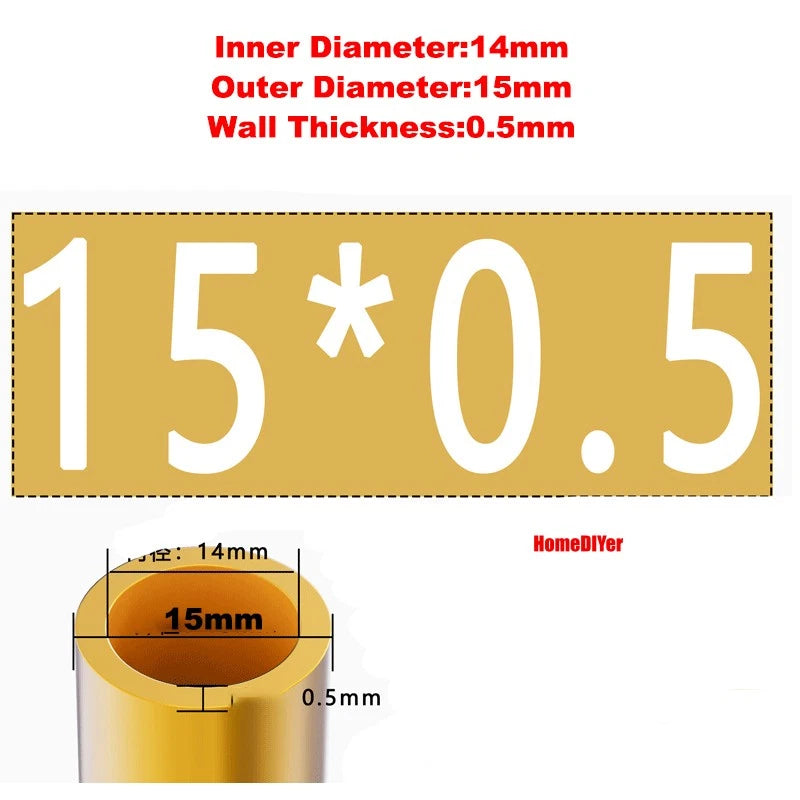 H62 Brass Round Tube — OD 2mm–100mm, Wall 0.5mm–4mm, 200mm Length