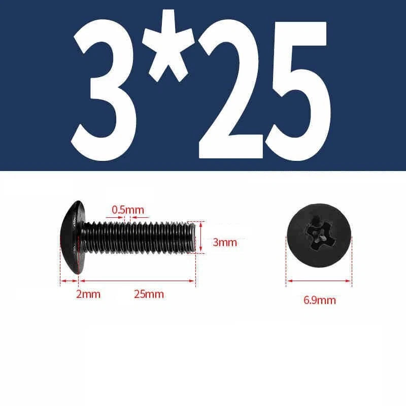 Phillips Pan Head Machine Screws — Nickel Plating & Black Zinc, M2–M6, 10 or 25 Pcs