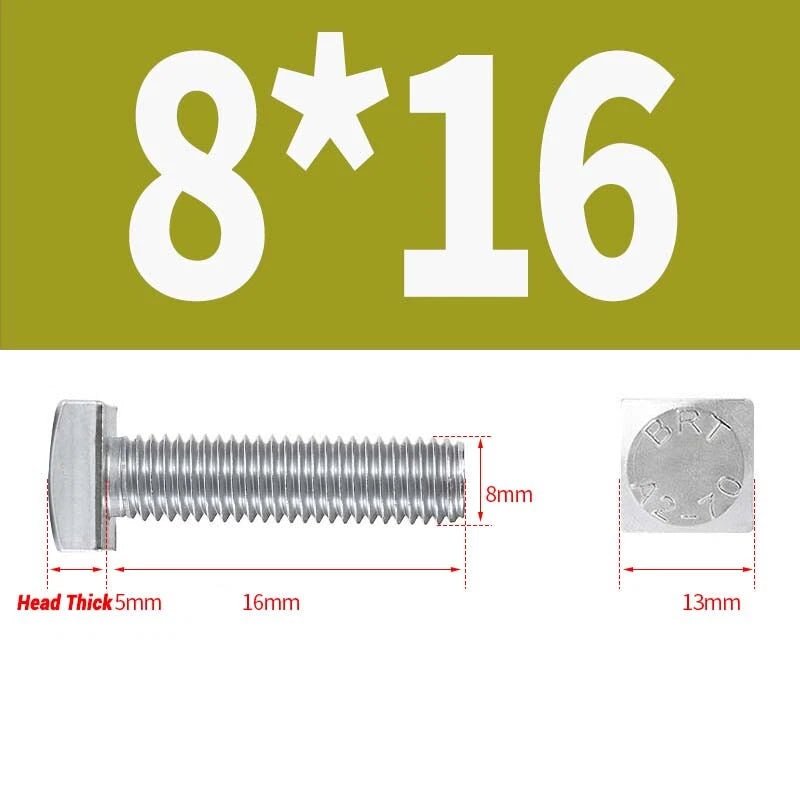 Square Head Bolts M4 M5 M6 M8 M10 M12 — A2 304 Stainless Steel, Multiple Lengths - HomeDIYer