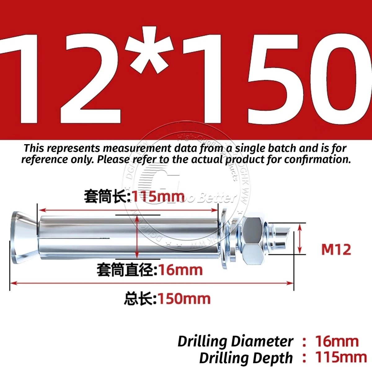 Concrete Expansion Anchor Bolts M6–M20, Extra Long Masonry Wall Screws – Iron Blue White Zinc / Iron - colour Zinc - HomeDIYer