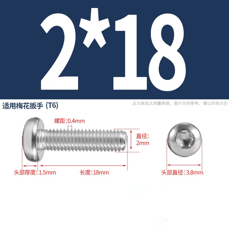 M1.6 M2 M3 M4 M5 M6 M8 M10 Torx Pan Head Machine Screws Bolts A2 Stainless Steel