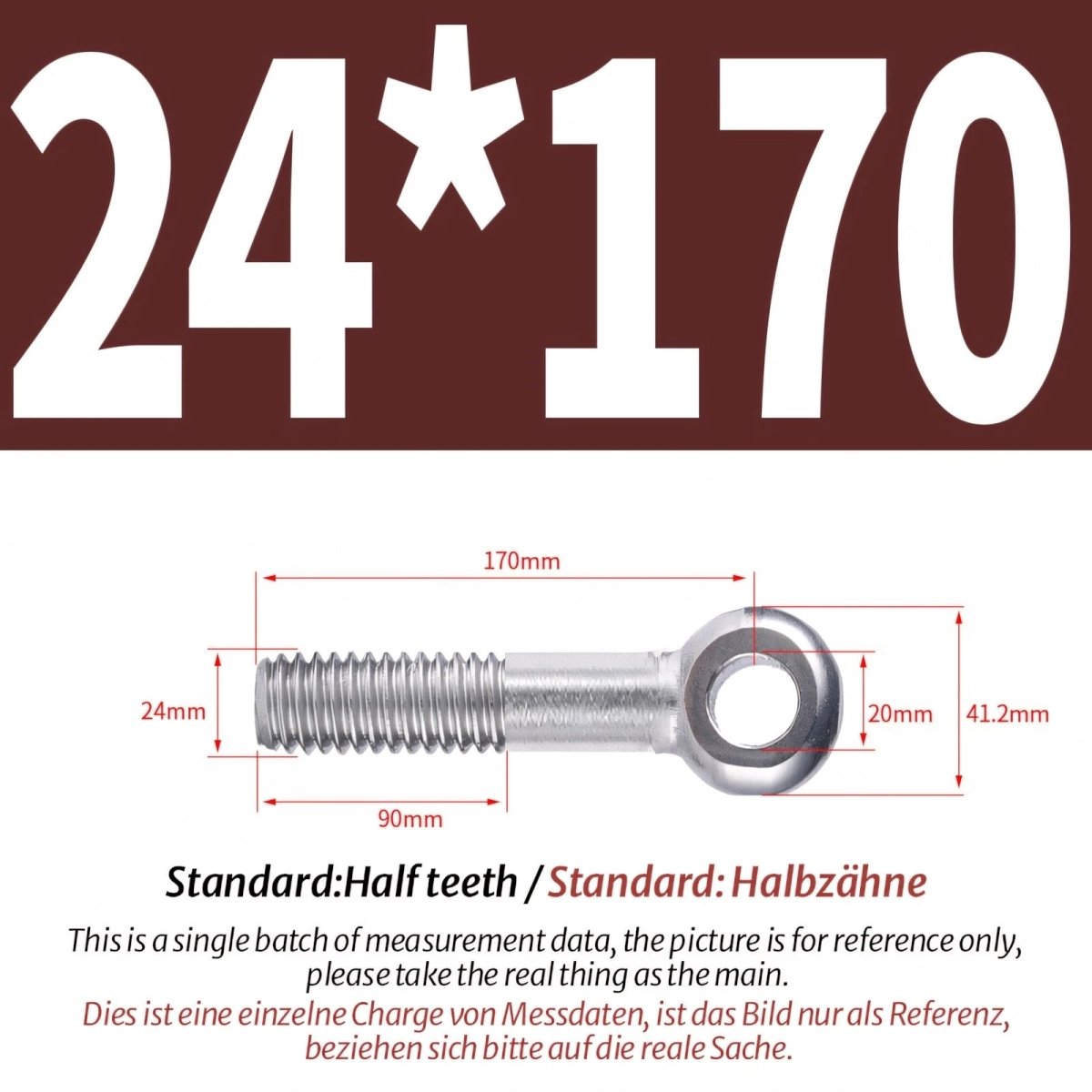 M20/M24 Stainless Steel A2 Eye Bolts – Threaded Ring for Catenary Wire & Hanging - HomeDIYer