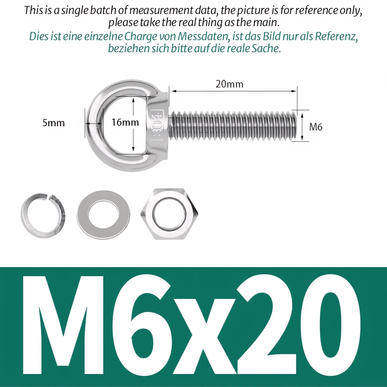 M3 M4 M5 M6 Eye Bolts Kit Screws Nut Washer Long Boat Stainless Steel A2 304