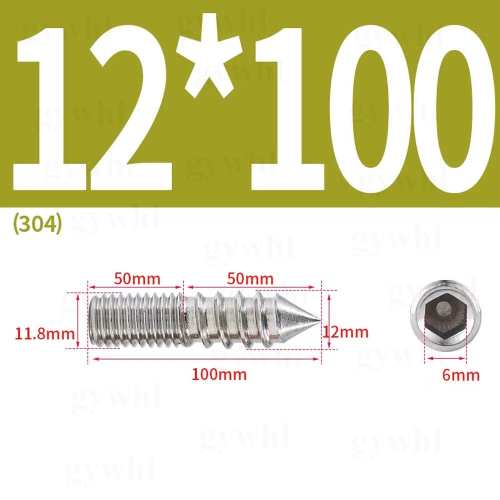 Wood To Metal Dowels Double Ended Threaded Furniture Screws M3 M4 M5 M6 8 10 M12