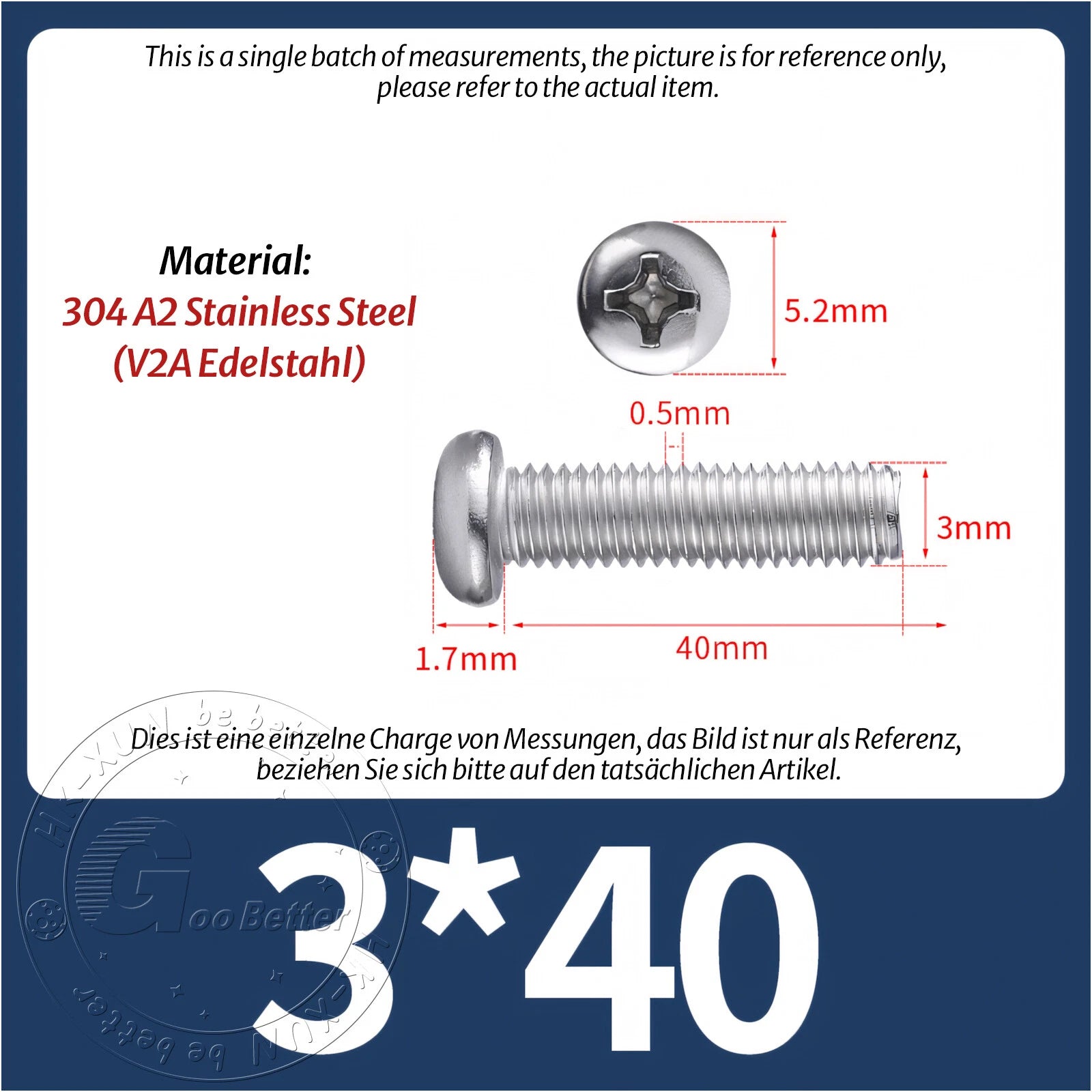 M3 M3.5 Phillips Pan Head Machine Screws – A2 Stainless Steel DIN 7985H (3–180mm Lengths)