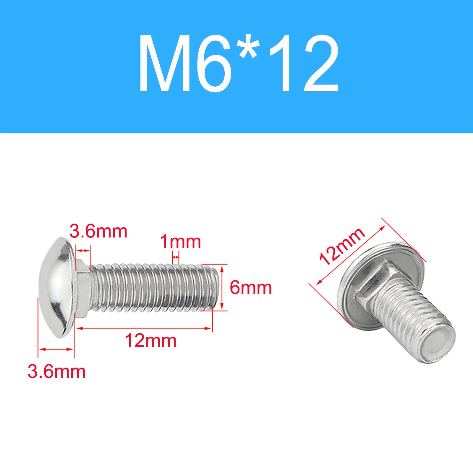 A2 Stainless Steel Carriage Bolts (Coach Bolts) — M3 M4 M5 M6 M8 M10 M12