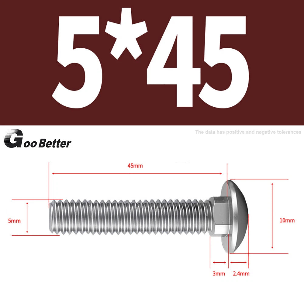 M4–M12 Carriage Bolts A2 Stainless Steel | Cup Square Neck Screws