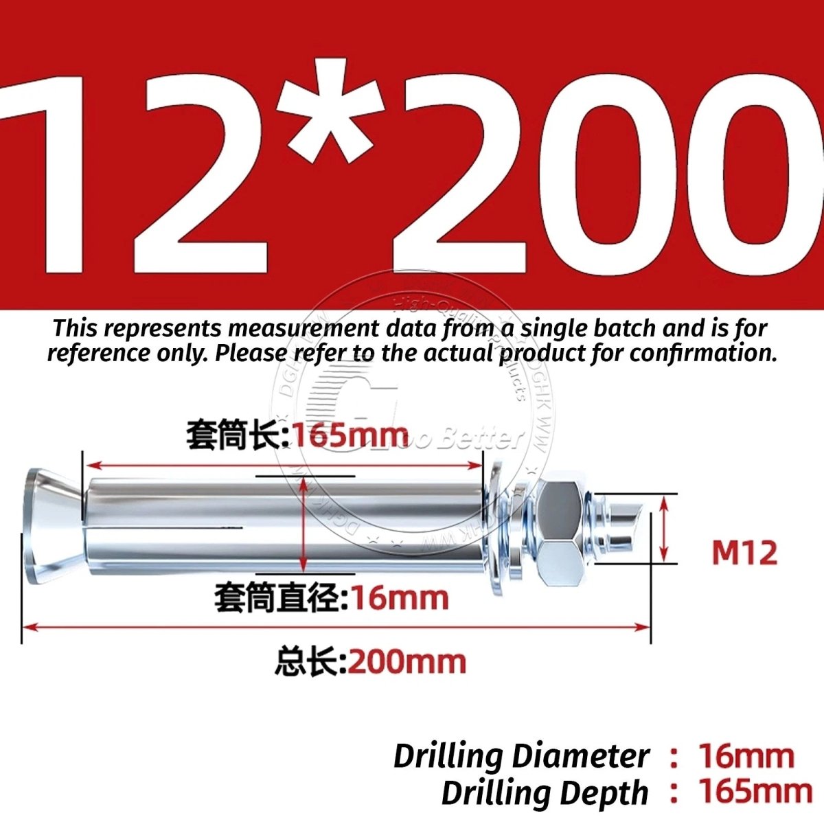 Concrete Expansion Anchor Bolts M6–M20, Extra Long Masonry Wall Screws – Iron Blue White Zinc / Iron - colour Zinc - HomeDIYer