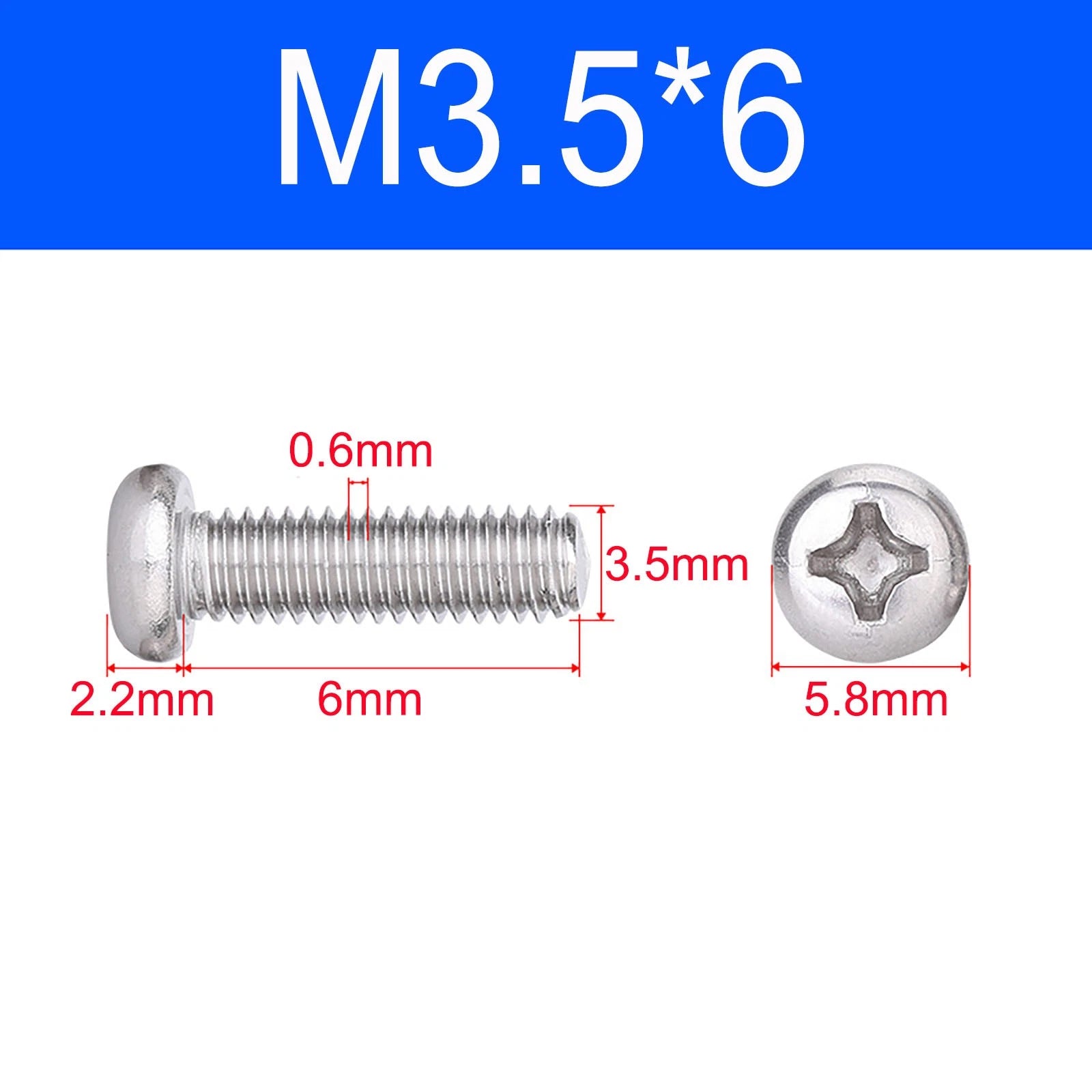 M3 M3.5 M4 M5 A2 Stainless Steel Pozi Pan Head Machine Screws DIN 7985