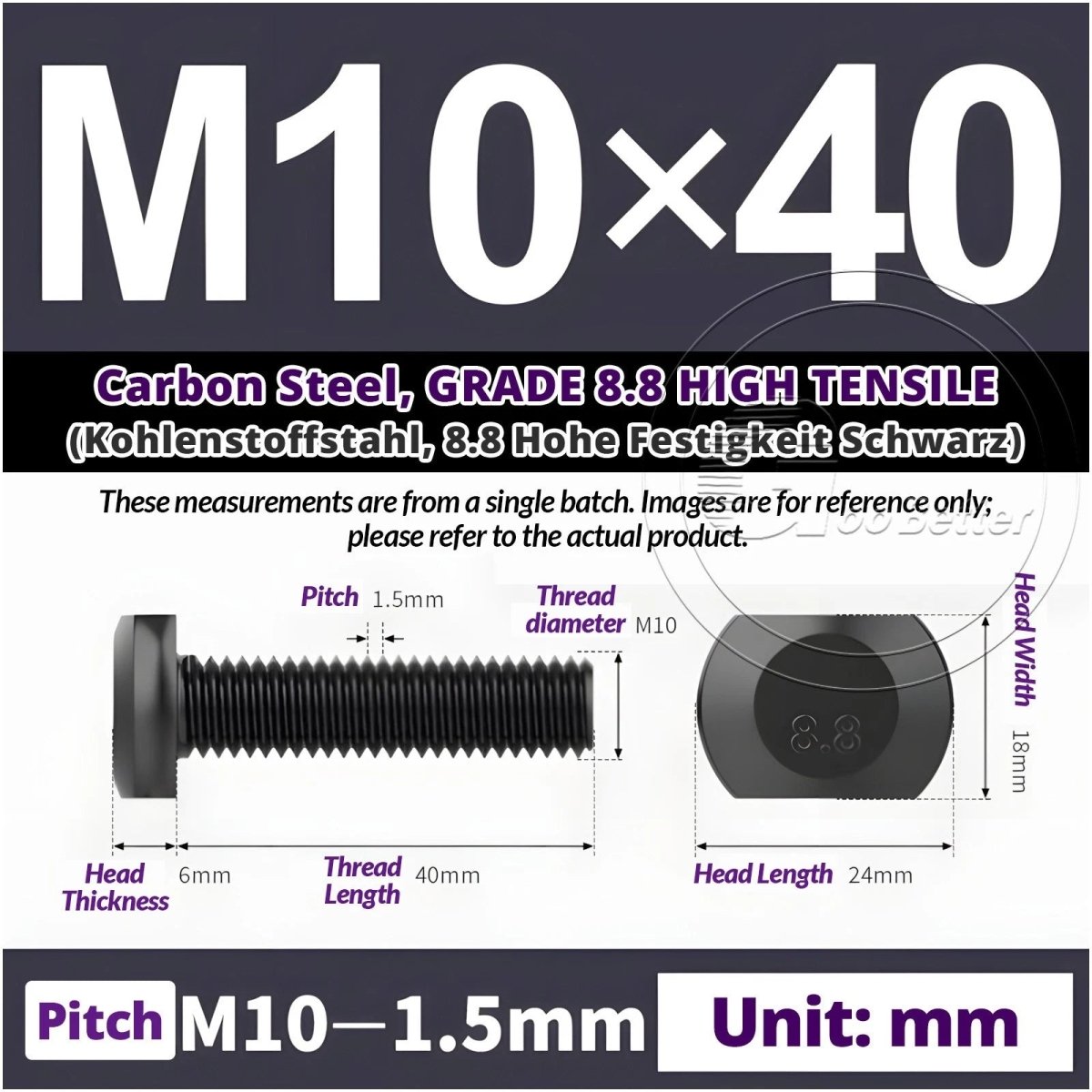 T - Slot Bolts M6 to M20 | Grade 8.8 High Tensile | T - Track Bolts 16mm–500mm - HomeDIYer
