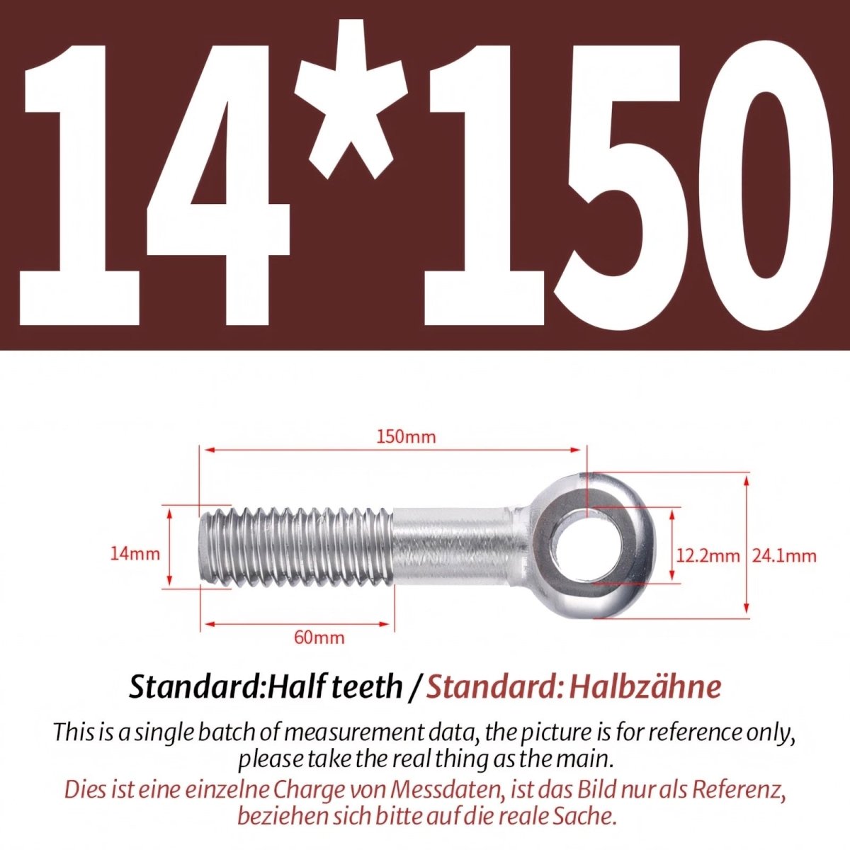 M12 M14 Stainless Steel Eye Bolts – Threaded Ring for Catenary Wire & Hanging - HomeDIYer