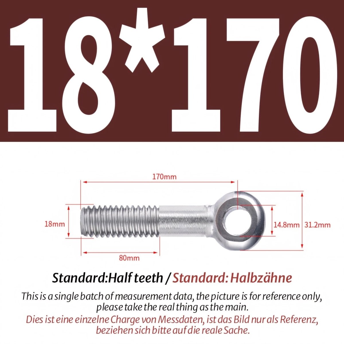 M16 M18 Stainless Steel A2 Eye Bolts – Threaded Ring for Catenary Wire & Hanging - HomeDIYer