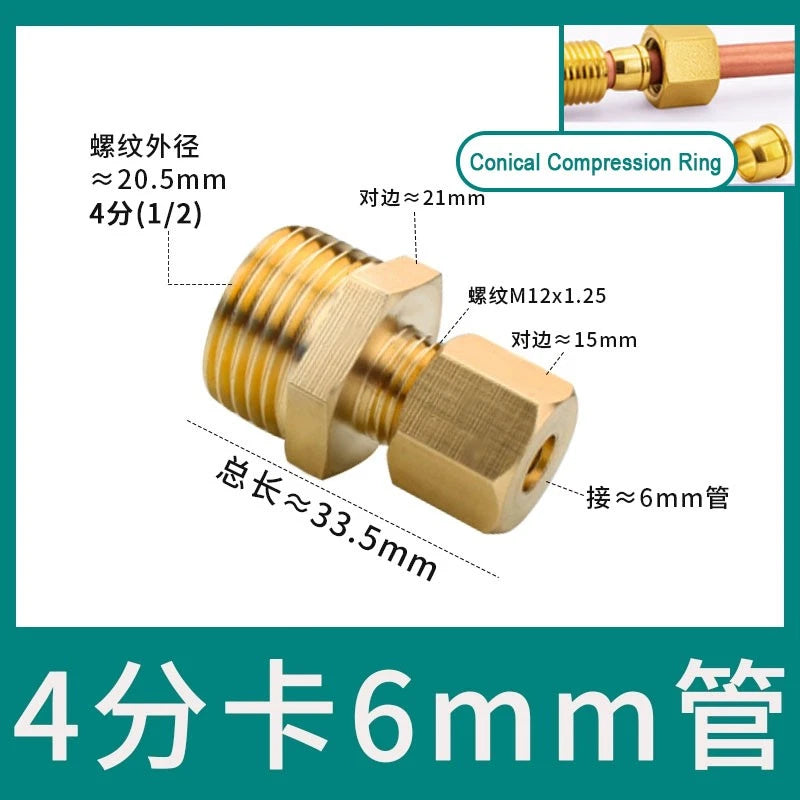 Brass Male Thread Compression Fittings – Circular, Conical & Double Ring, 1/8" to 1/2"