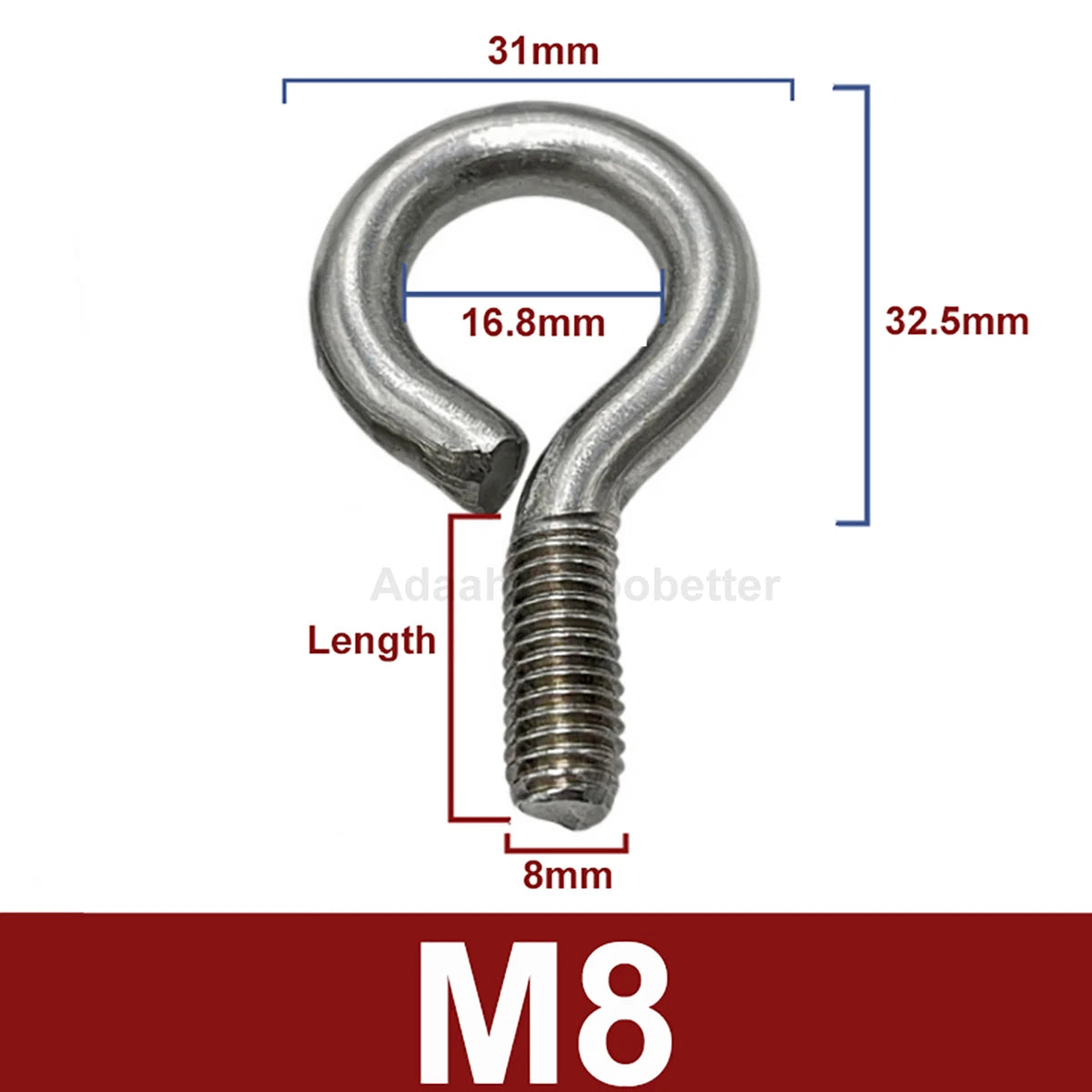 M3 M4 M5 M6 M8 M10 Stainless Steel Eye Screws Ring Hooks Eye Bolts Closed Screws