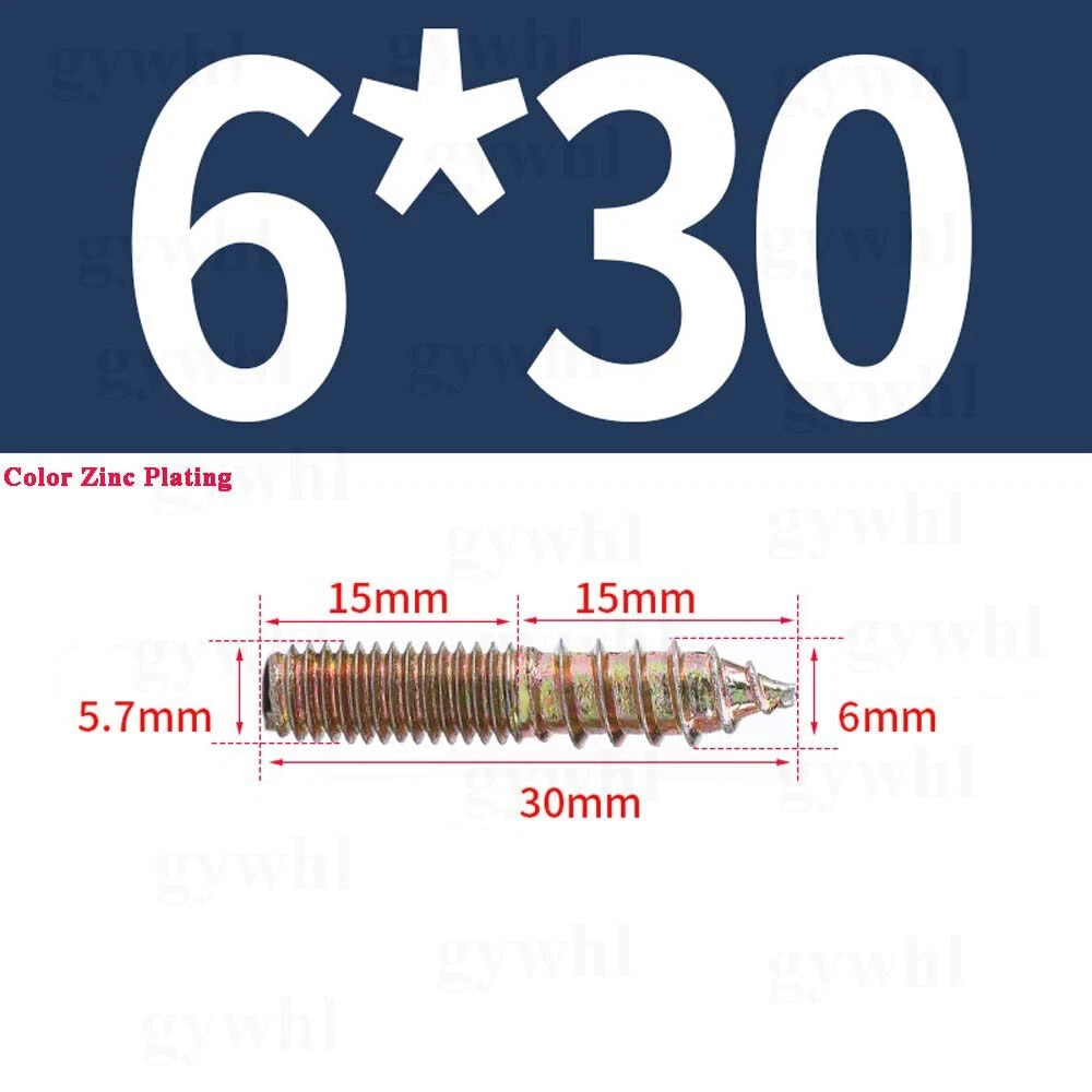 Wood To Metal Dowels Double Ended Threaded Furniture Screws M3 M4 M5 M6 8 10 M12
