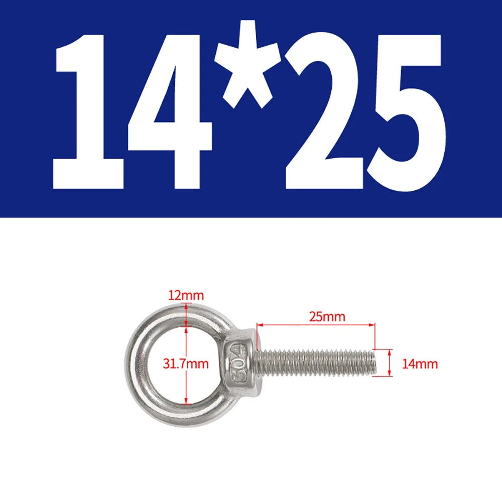 A2 Stainless Steel Eye Bolts DIN 580 — M10 M12 M14 M16 M18 M20 M24 Lifting Ring Bolt