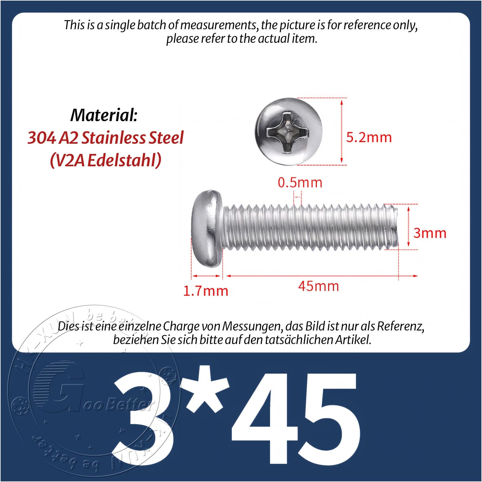 M3 M3.5 Phillips Pan Head Machine Screws – A2 Stainless Steel DIN 7985H (3–180mm Lengths)