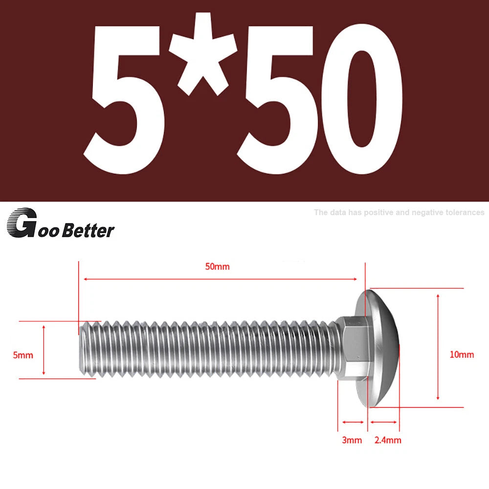 M4–M12 Carriage Bolts A2 Stainless Steel | Cup Square Neck Screws