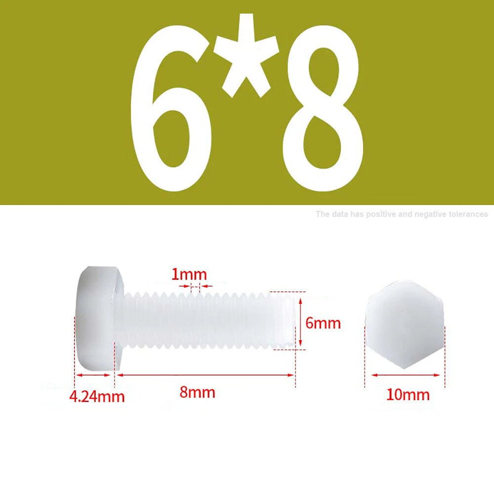 M3–M12 White Nylon Hex Bolts | Plastic Hexagon Head Machine Screws DIN 933