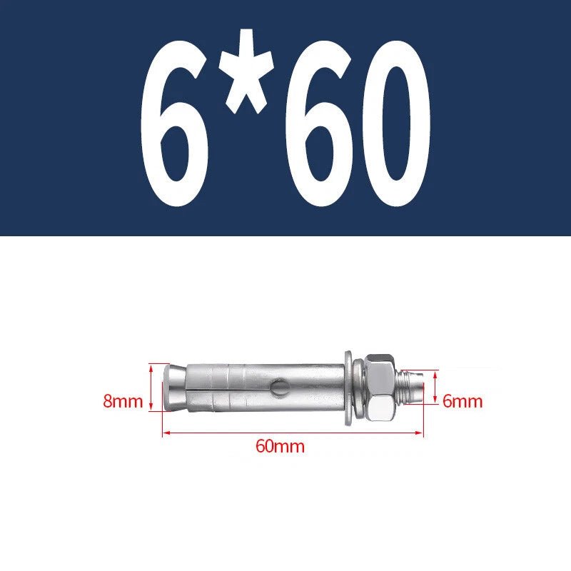Hex Nut Expansion Sleeve Anchor Bolts — M6 to M20, Galvanized & Stainless Steel - HomeDIYer