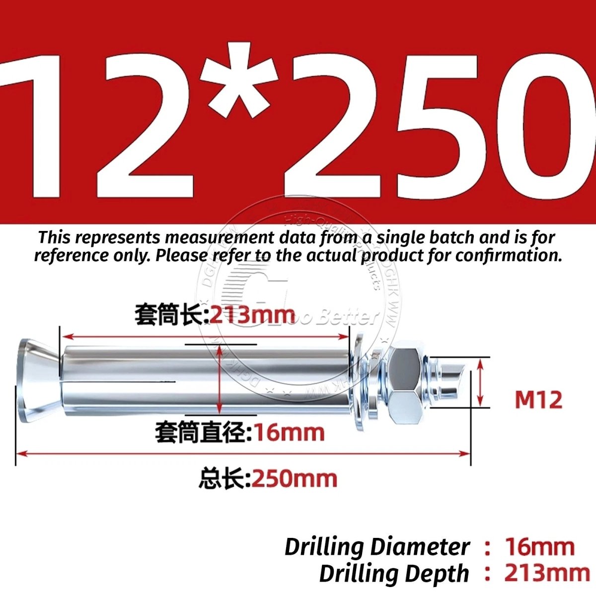 Concrete Expansion Anchor Bolts M6–M20, Extra Long Masonry Wall Screws – Iron Blue White Zinc / Iron - colour Zinc - HomeDIYer