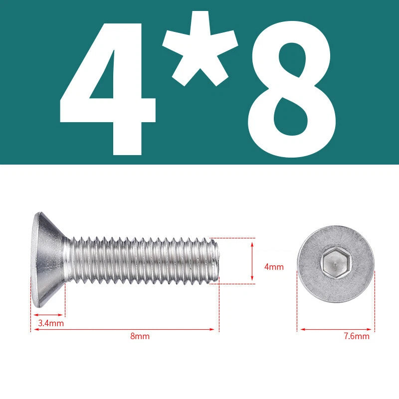 Allen Countersunk Head Screws V4A Steel Hexagon Socket Flat Head Machine Screw