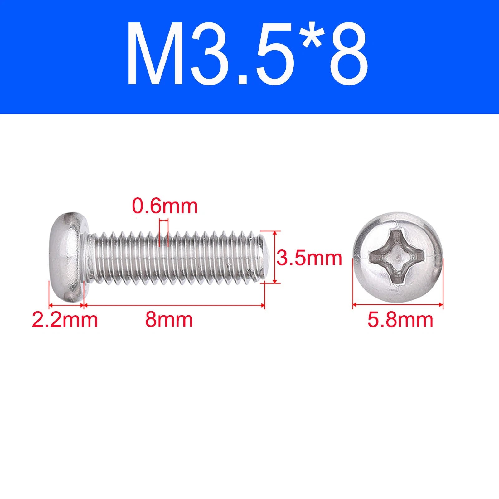 M3 M3.5 M4 M5 A2 Stainless Steel Pozi Pan Head Machine Screws DIN 7985