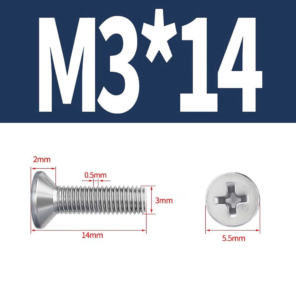 M2–M8 A4 Stainless Steel Phillips Countersunk Screws – Marine Grade, DIN 965, Fully Threaded (3–100mm)
