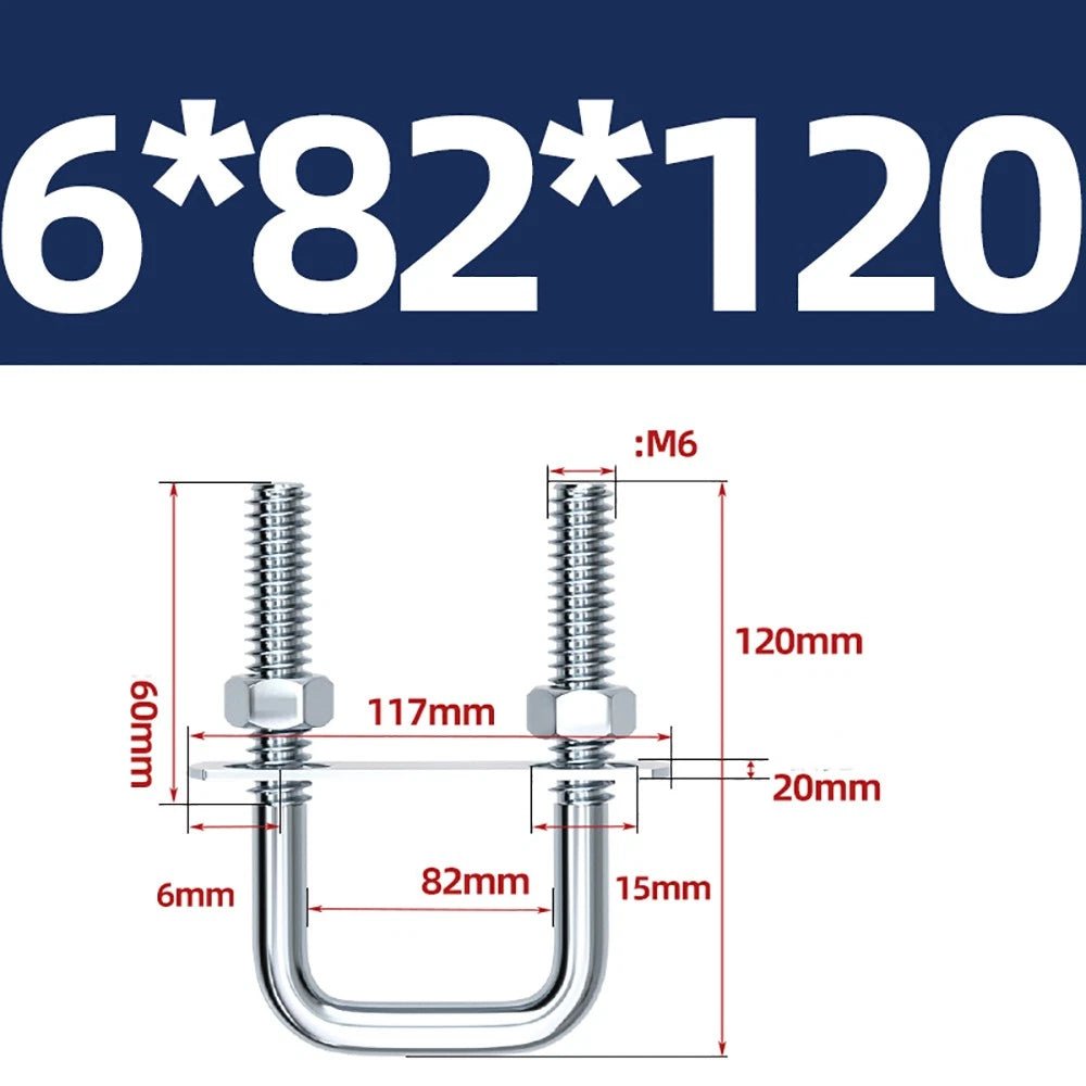 Square U - Bolts with Plate and Nuts – M6 M8 M10 M12 Zinc Plated, Trailer & Pipe Clamp Fasteners - HomeDIYer