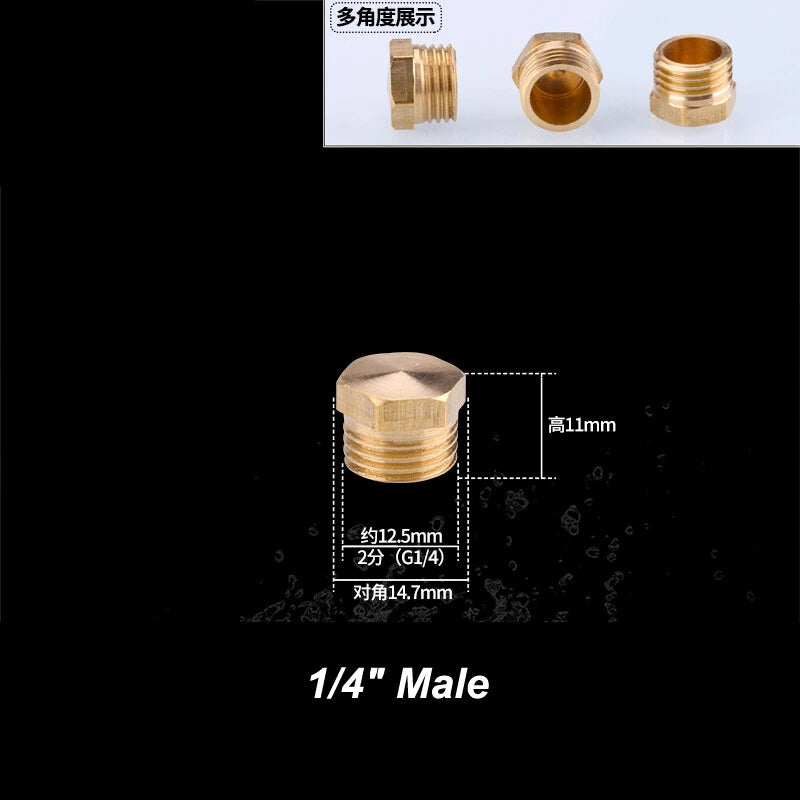 Brass BSP Blanking Cap Plug — 1/8" to 2" Male & Female Stop End with Washer