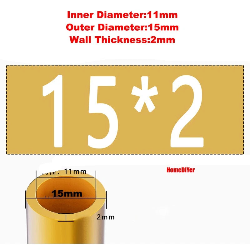 H62 Brass Round Tube — OD 2mm–100mm, Wall 0.5mm–4mm, 200mm Length