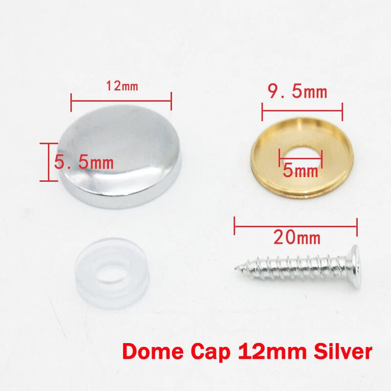 Mirror Screws Cap – Brass Chrome Decorative Cover Caps (10mm to 25mm) for Glass & Furniture – Silver/Gold