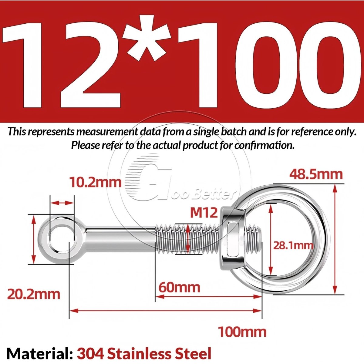 M10 M12 M14 Stainless Steel Eye Bolt & Eye Nut Set — A2 - 304, Threaded Lifting Ring - HomeDIYer