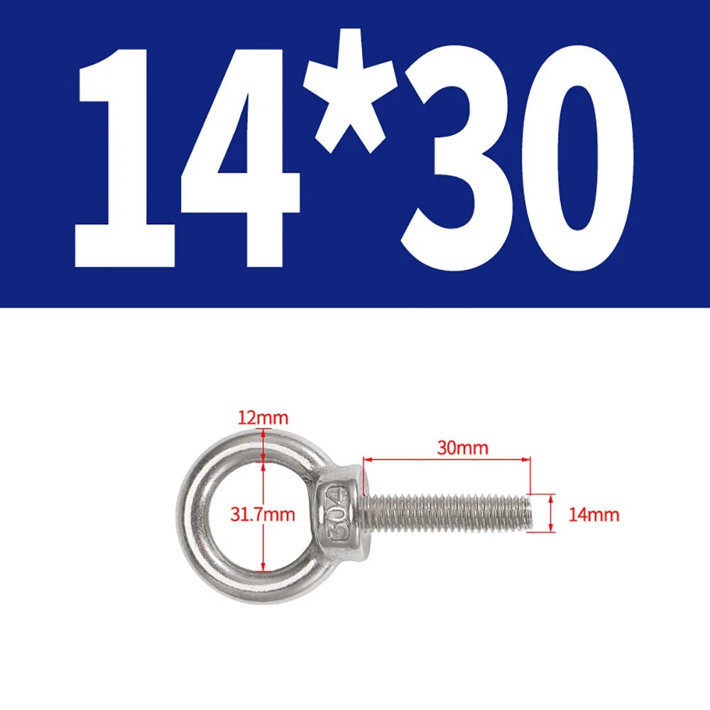 A2 Stainless Steel Eye Bolts DIN 580 — M10 M12 M14 M16 M18 M20 M24 Lifting Ring Bolt
