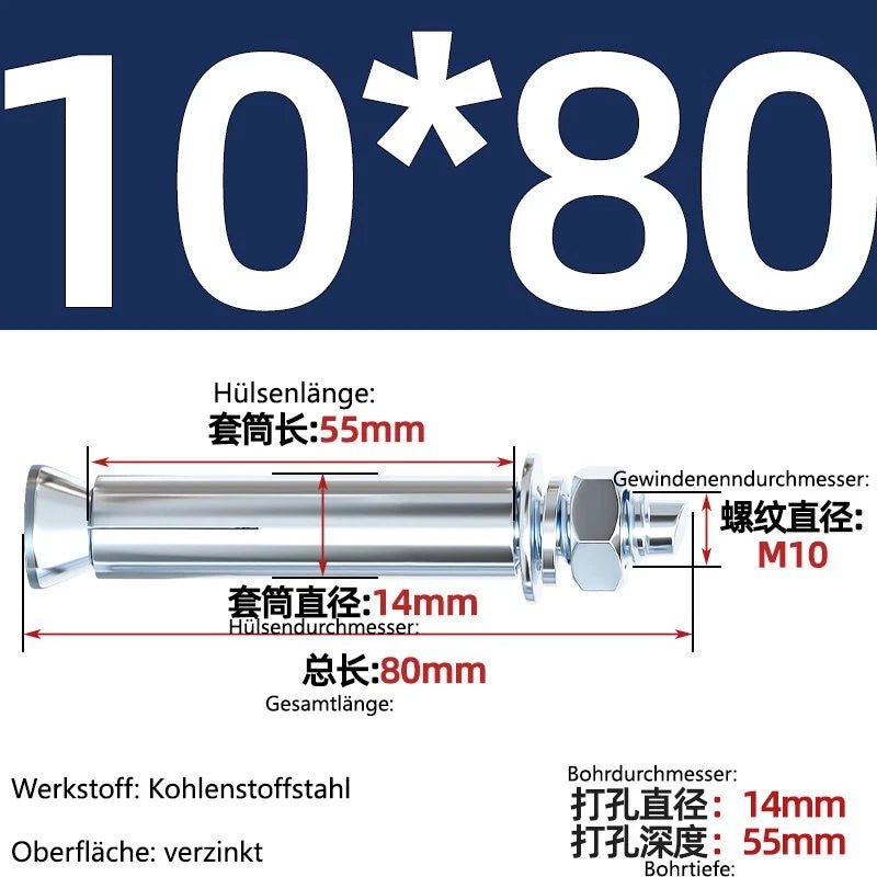 Sleeve Anchor Expansion Bolts for Concrete – Galvanised Carbon Steel M6 to M20 - HomeDIYer