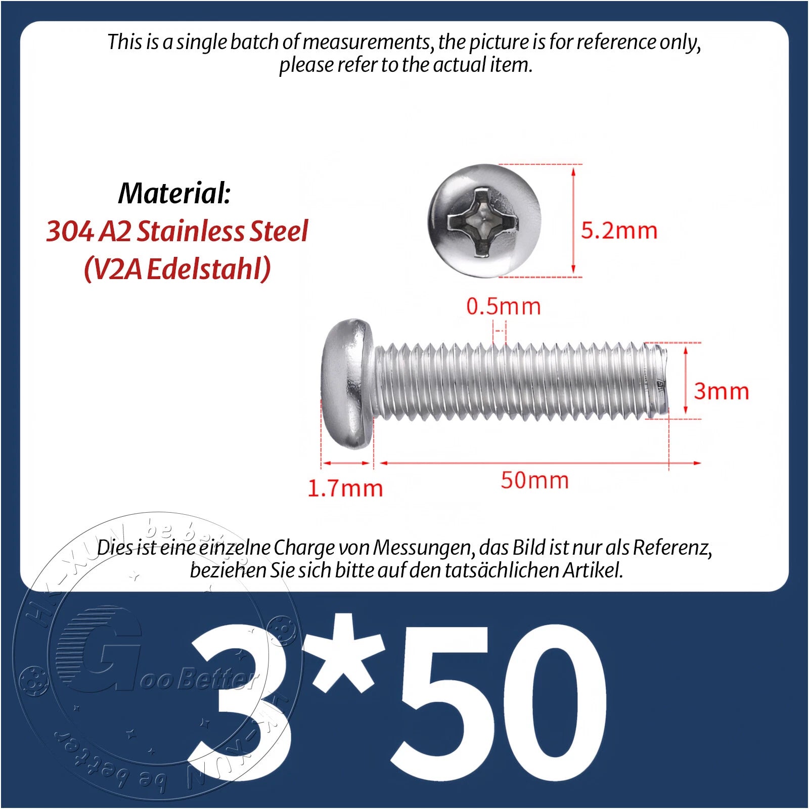 M3 M3.5 Phillips Pan Head Machine Screws – A2 Stainless Steel DIN 7985H (3–180mm Lengths)