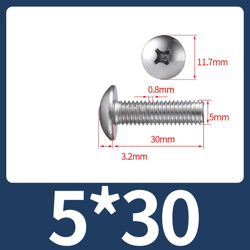 M4-M8 Phillips Truss Head Machine Screw Large Flat Head Screws Stainless Steel