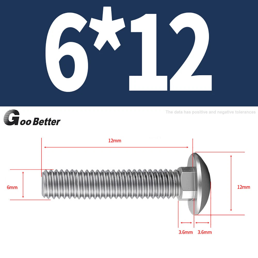 M4–M12 Carriage Bolts A2 Stainless Steel | Cup Square Neck Screws