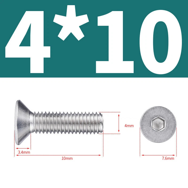 Allen Countersunk Head Screws V4A Steel Hexagon Socket Flat Head Machine Screw