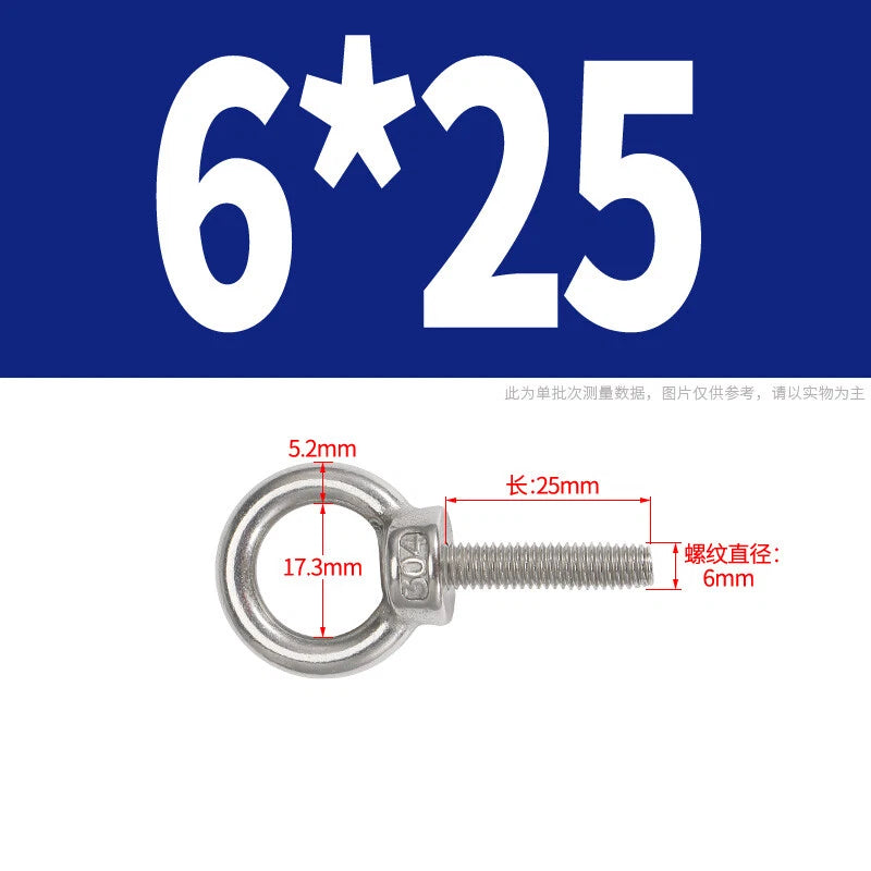 Lifting Eye Bolts A2 304 Stainless Steel M4 M5 M6 M8 M10 M12 M14 M16 M18 M20 M24